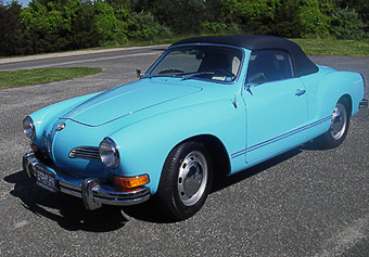 Karmann Gia after painting and restoration by Randall’s Auto Body of Southampton, NY.